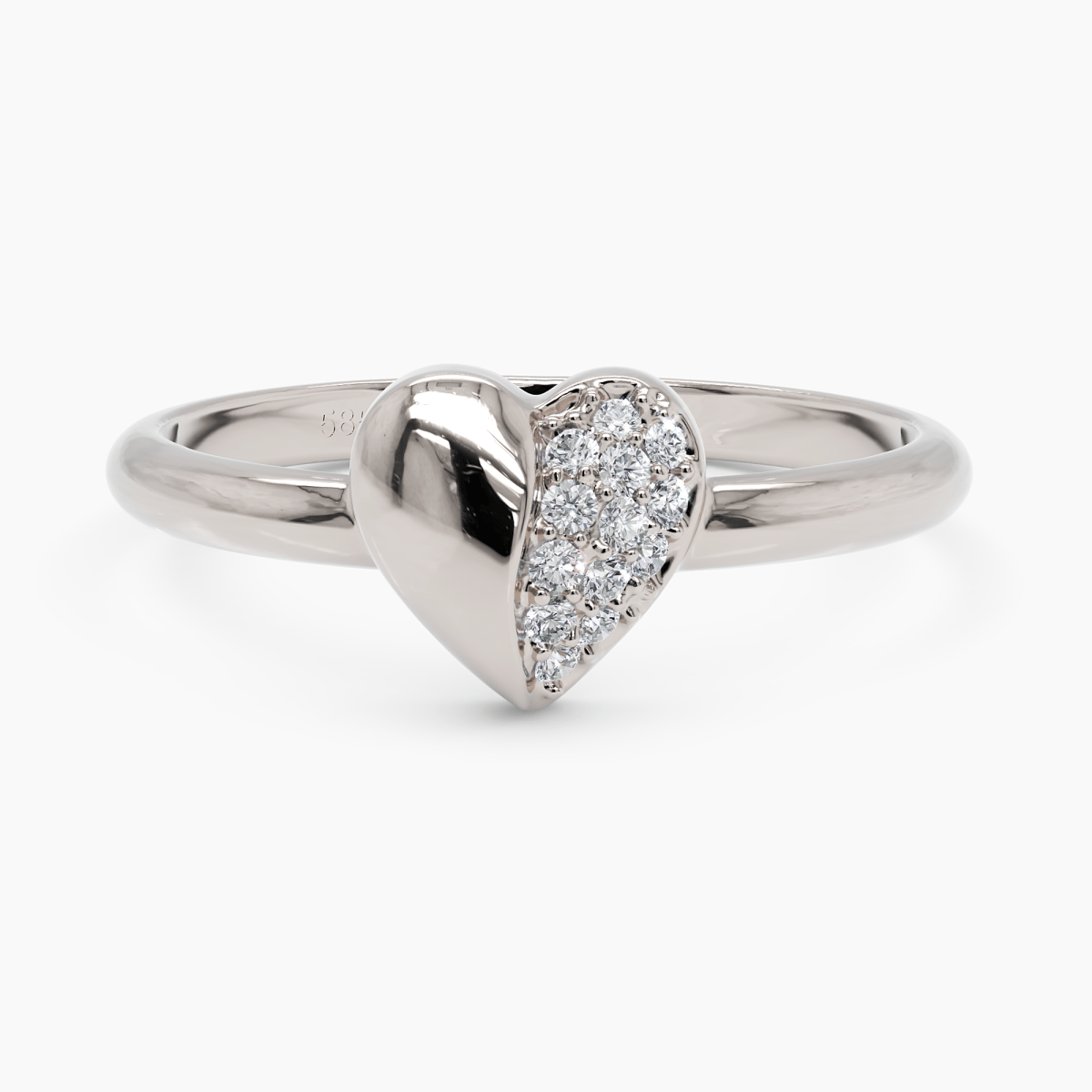 Diamond Puffy Heart Ring - Narcissus