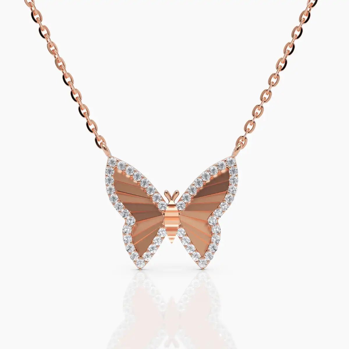 Textured Butterfly Necklace - Yellow Gold - Narcissus