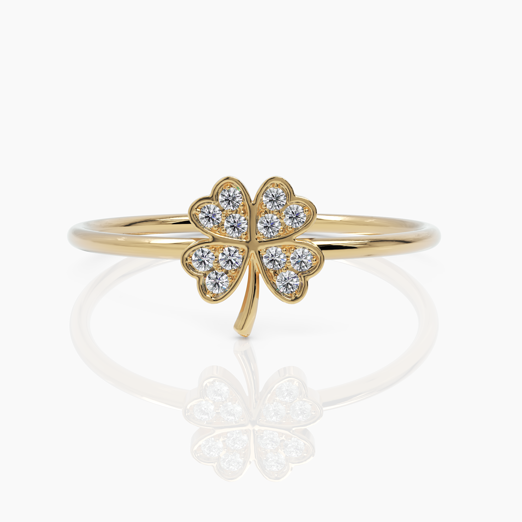 Tiny Clover Diamond Ring - Narcissus