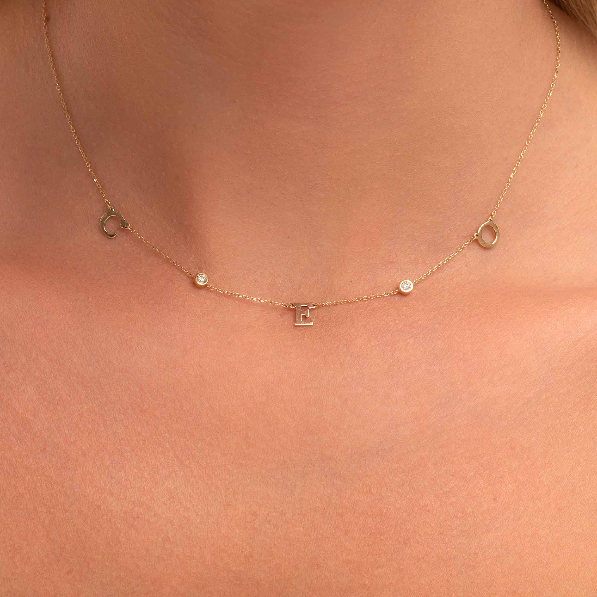 Triple Letter Diamond Necklace - Narcissus