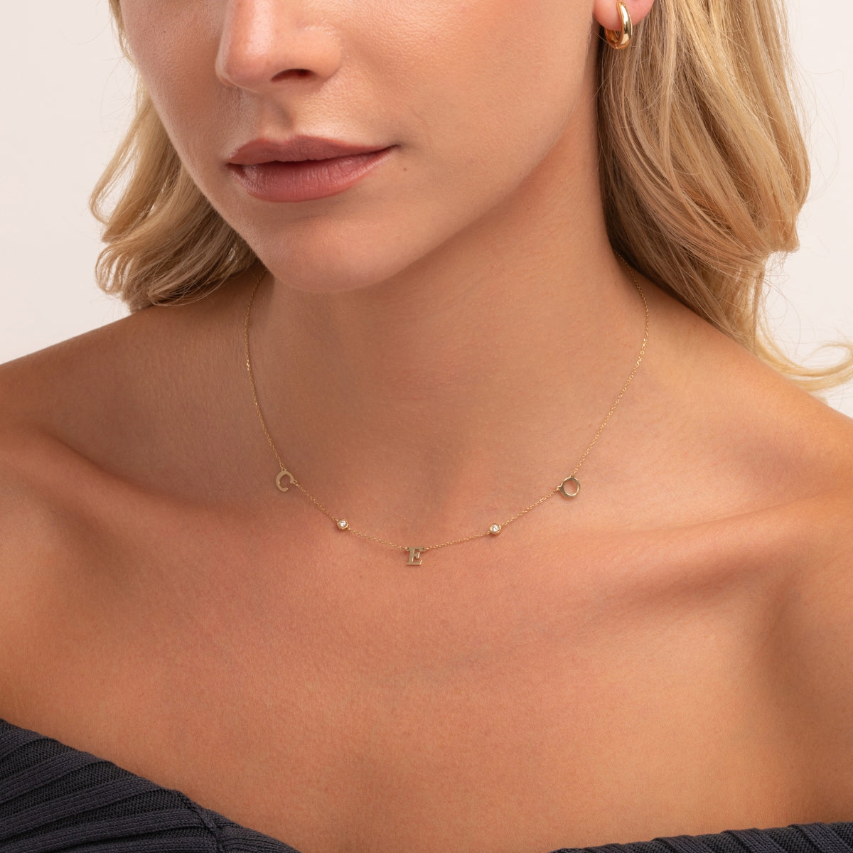 Triple Letter Diamond Necklace - Narcissus