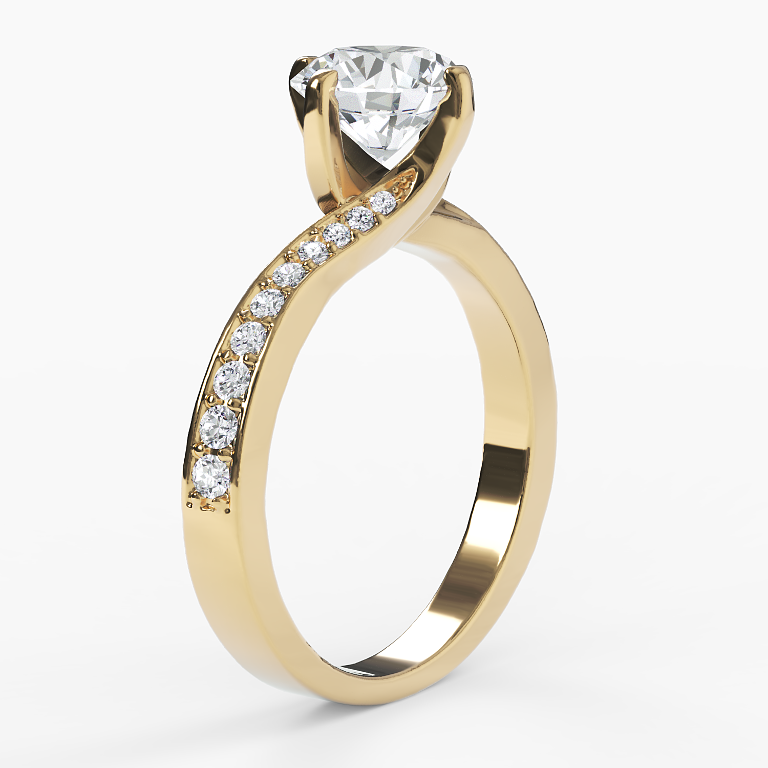 Twist Pavé Diamond Engagement Ring - Narcissus