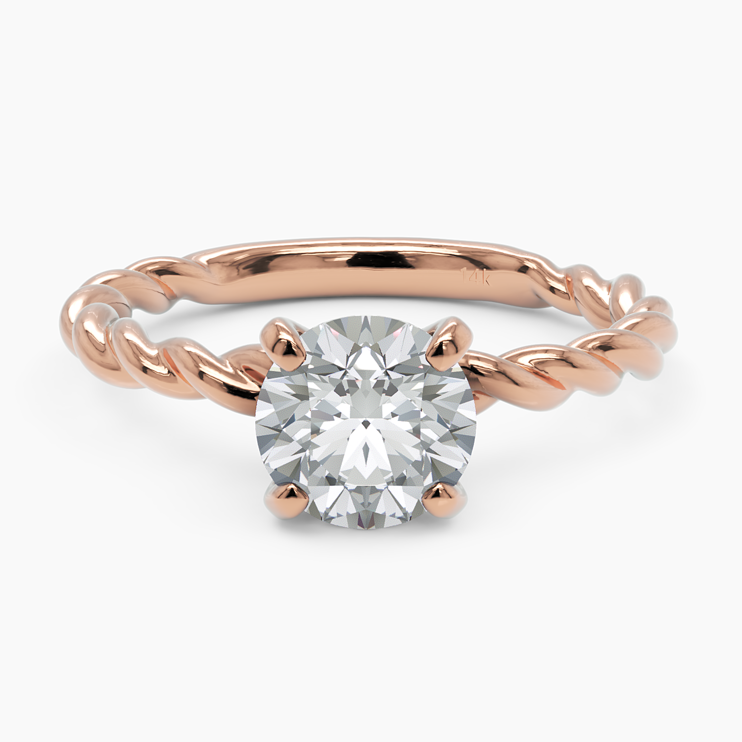 Twisted Band Diamond Engagement Ring - Narcissus