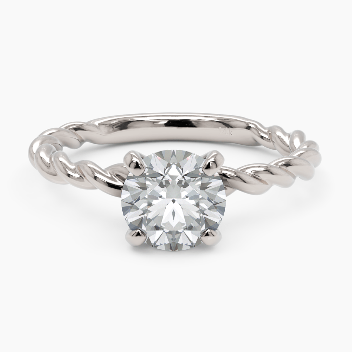 Twisted Band Diamond Engagement Ring - Narcissus