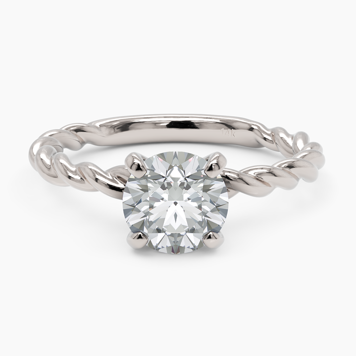 Twisted Band Diamond Engagement Ring - Narcissus