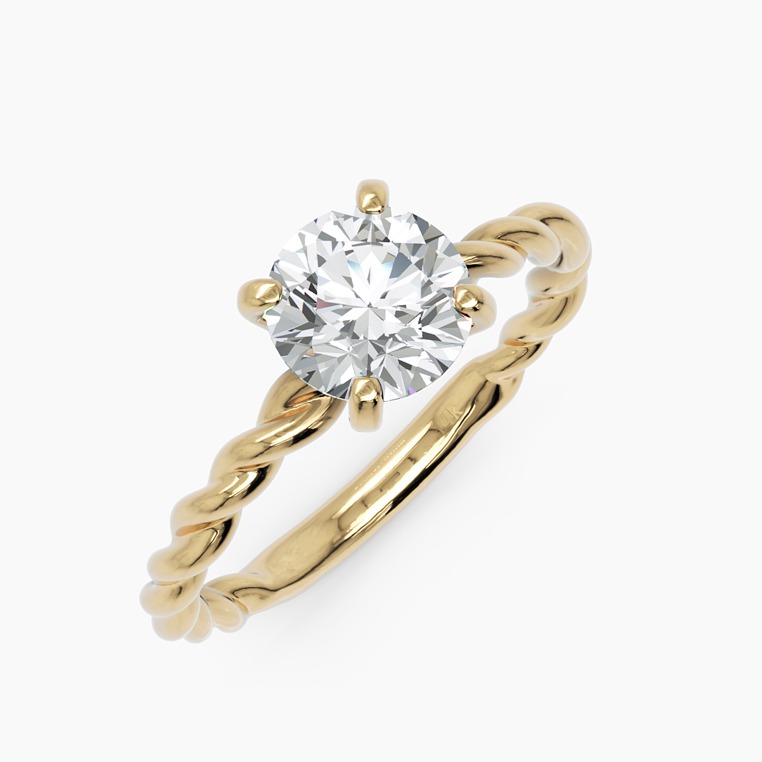 Twisted Band Diamond Engagement Ring - Narcissus