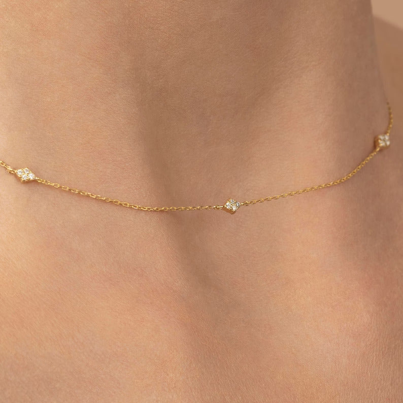 Two-Sided Diamond Station Necklace