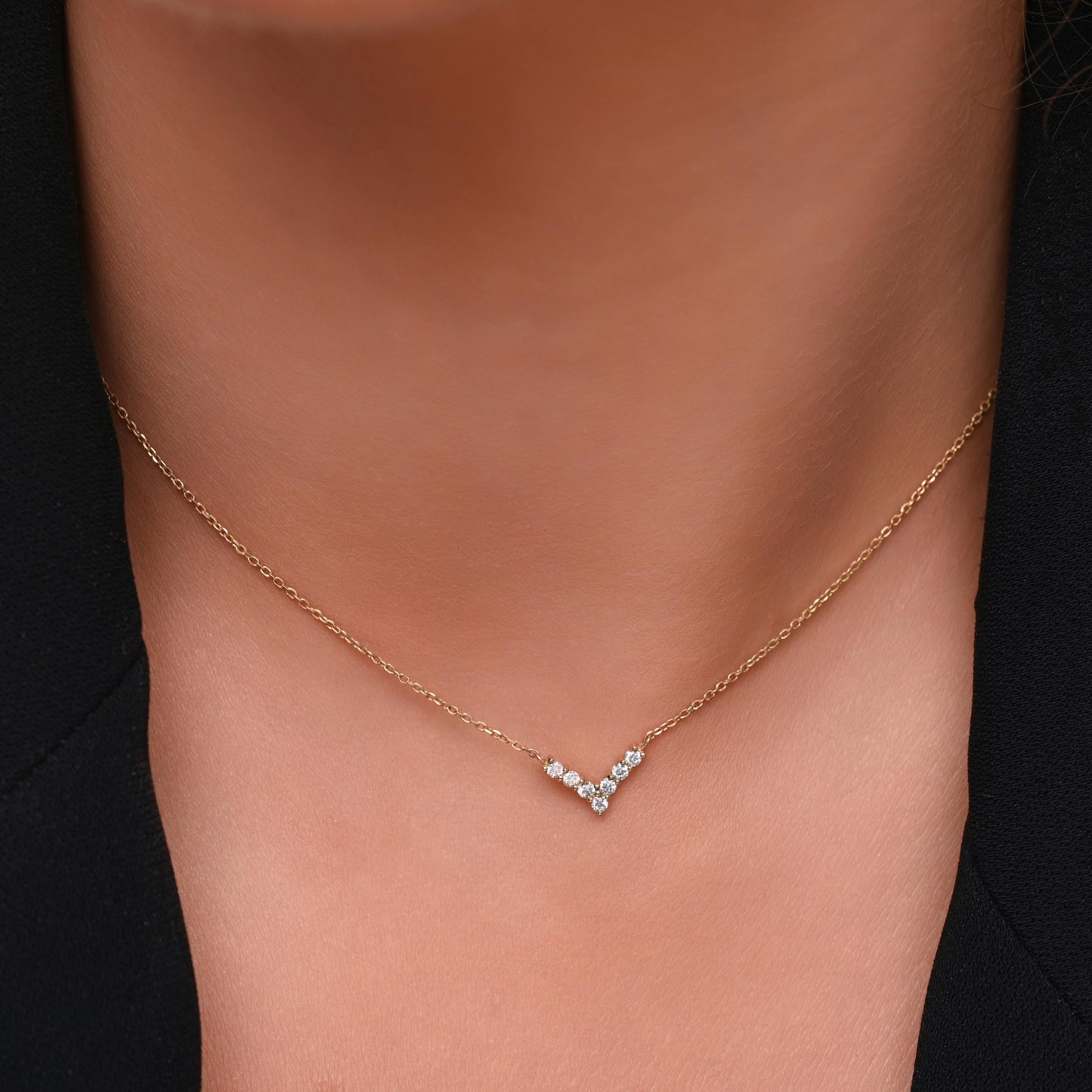 V Shape Diamond Necklace
