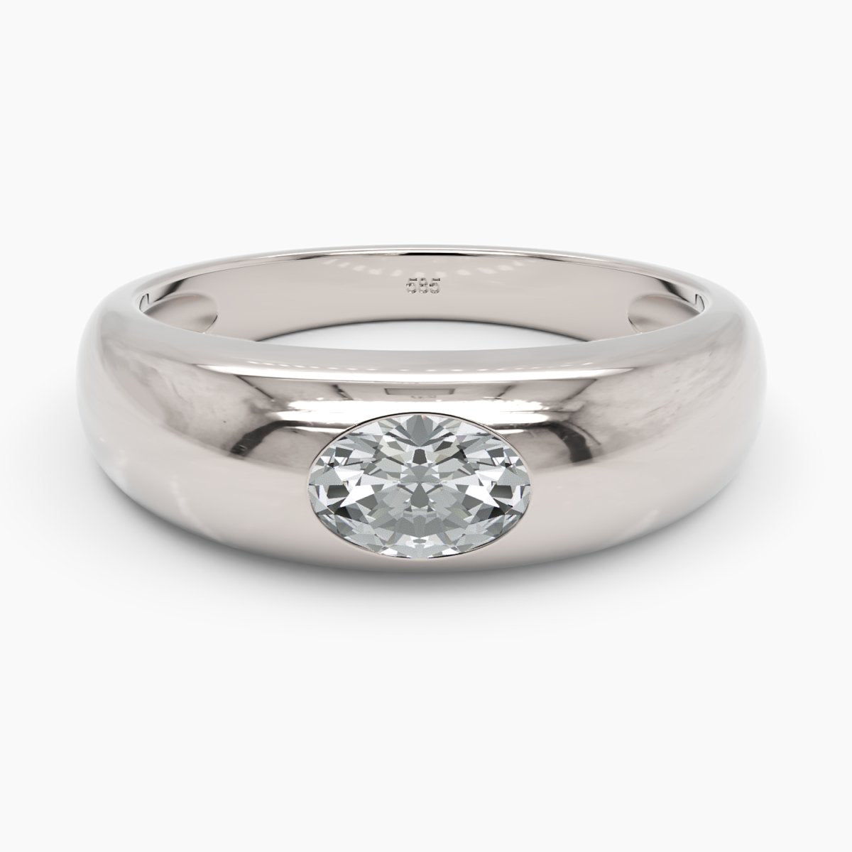 Oval Diamond Dome Band Ring - Narcissus