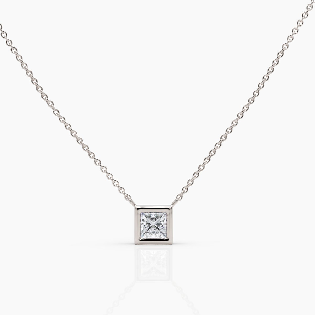 Princess Cut Bezel Diamond Necklace - Narcissus