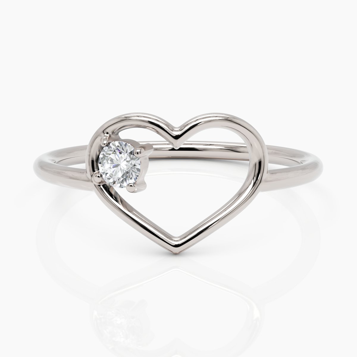 Heart Shaped Ring with Diamond - Narcissus