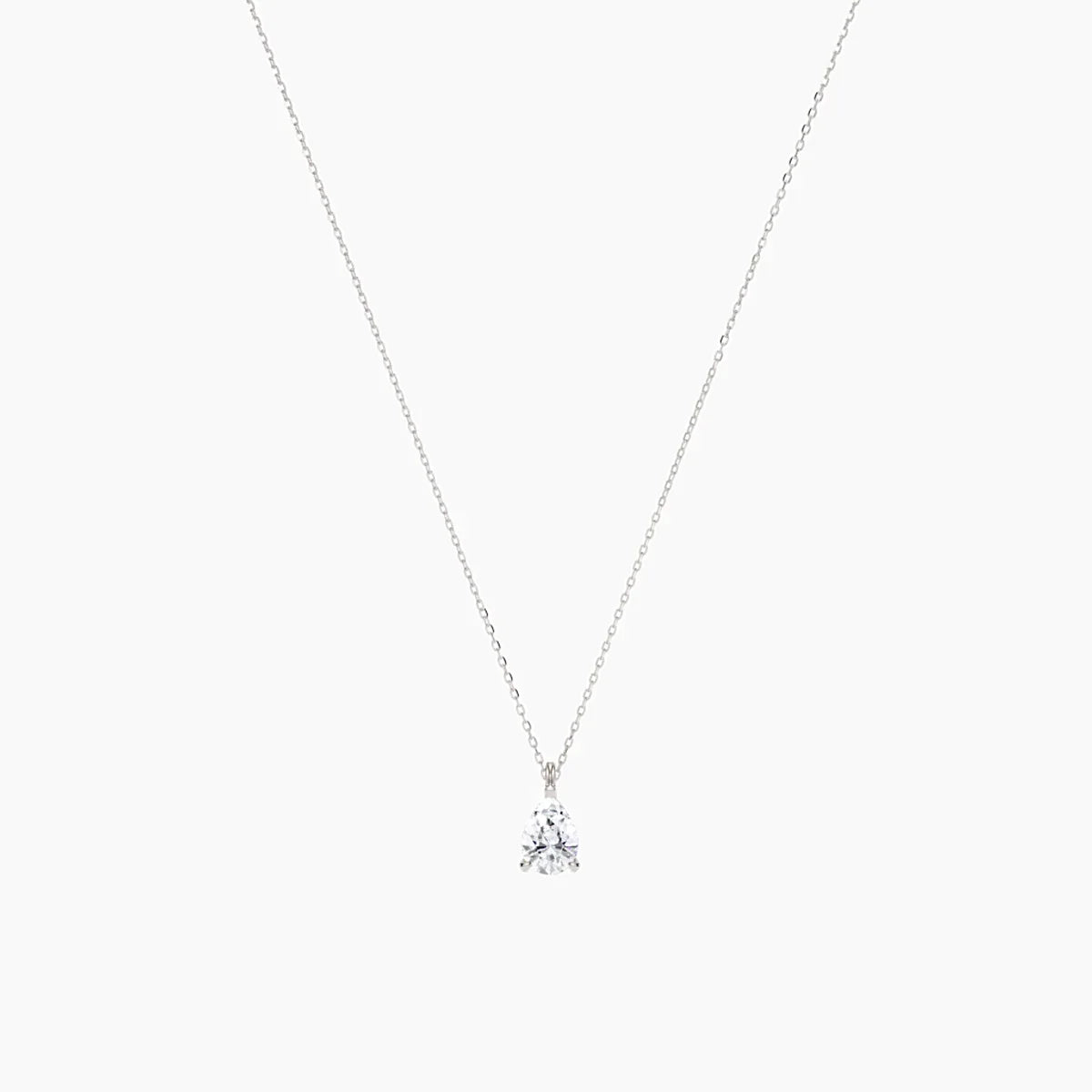 Pear Cut Diamond Solitaire Necklace in White Gold