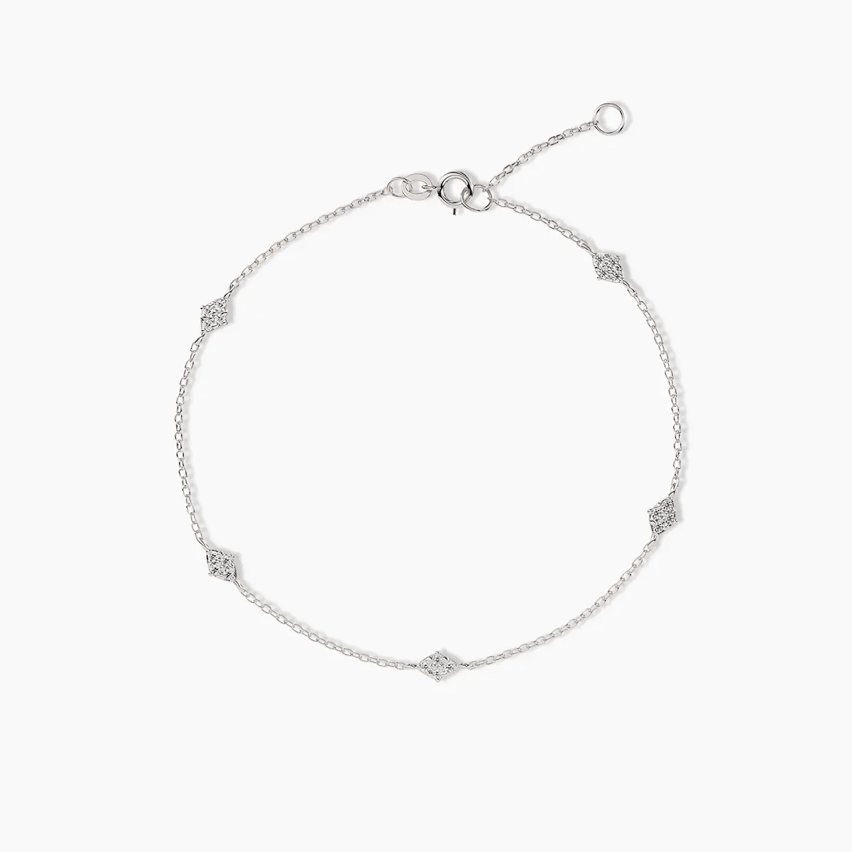 Two-Sided Diamond Station Bracelet in White Gold