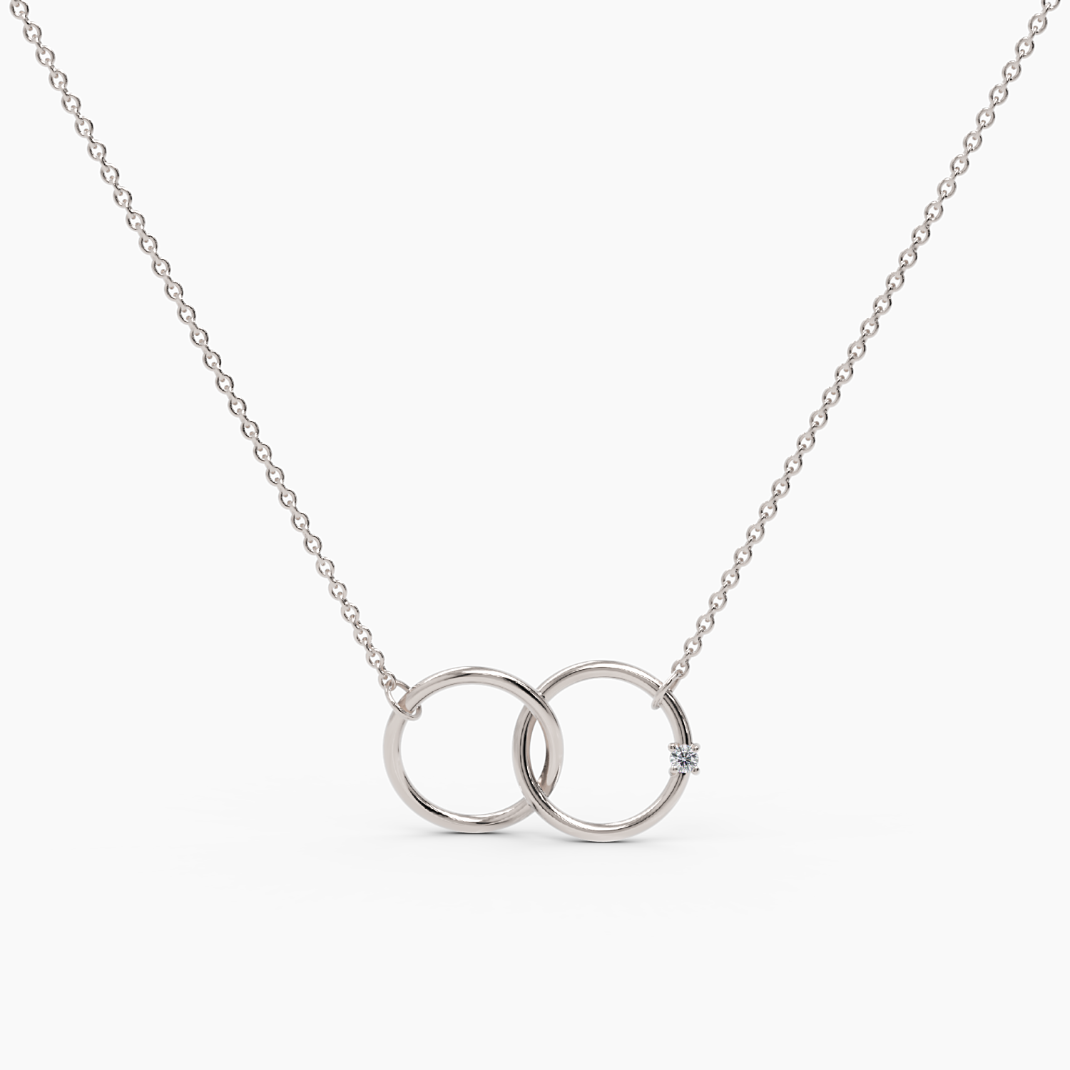 Interlinked Circles Necklace with Tiny Diamond