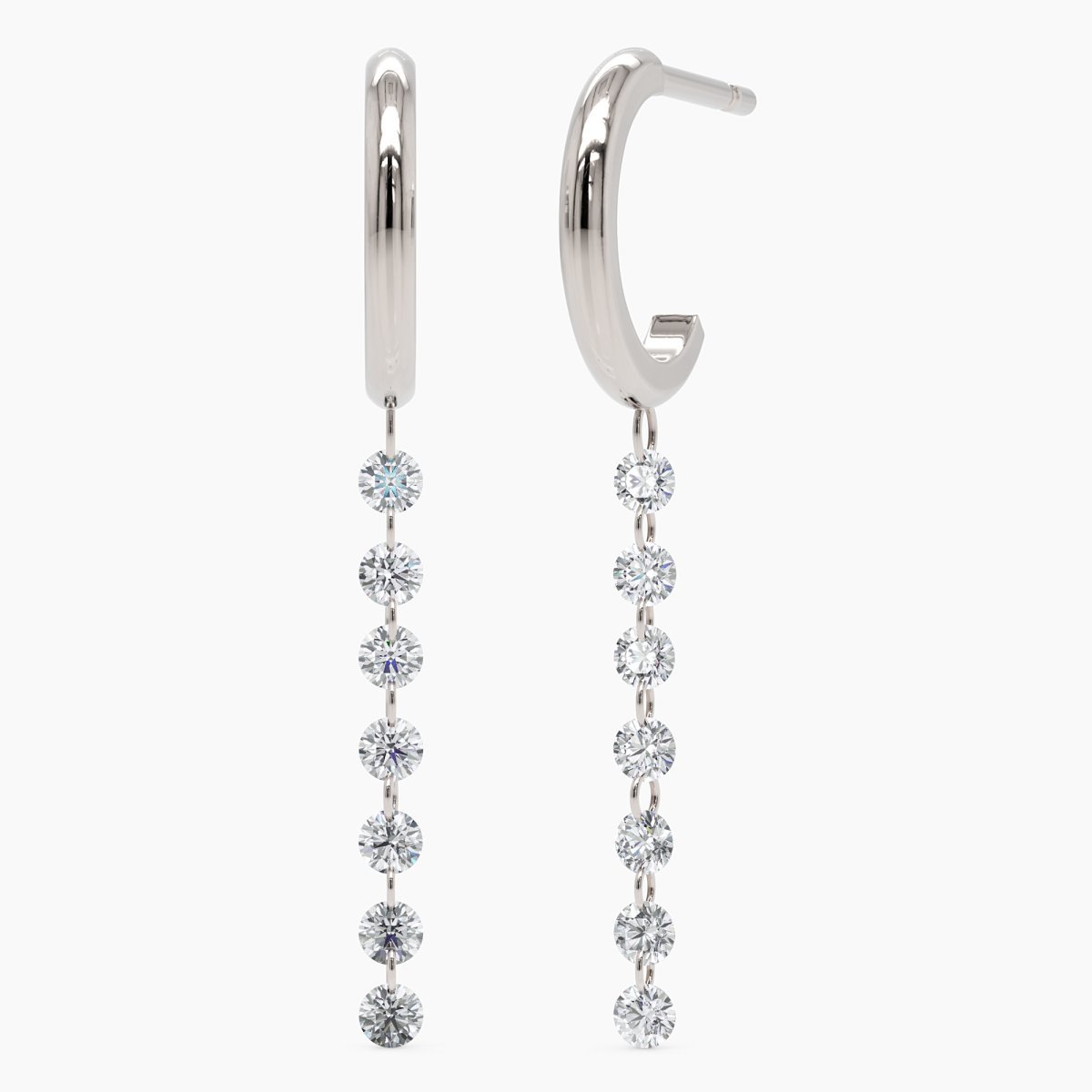 Nude Diamond Drop Earrings in White Gold - Narcissus