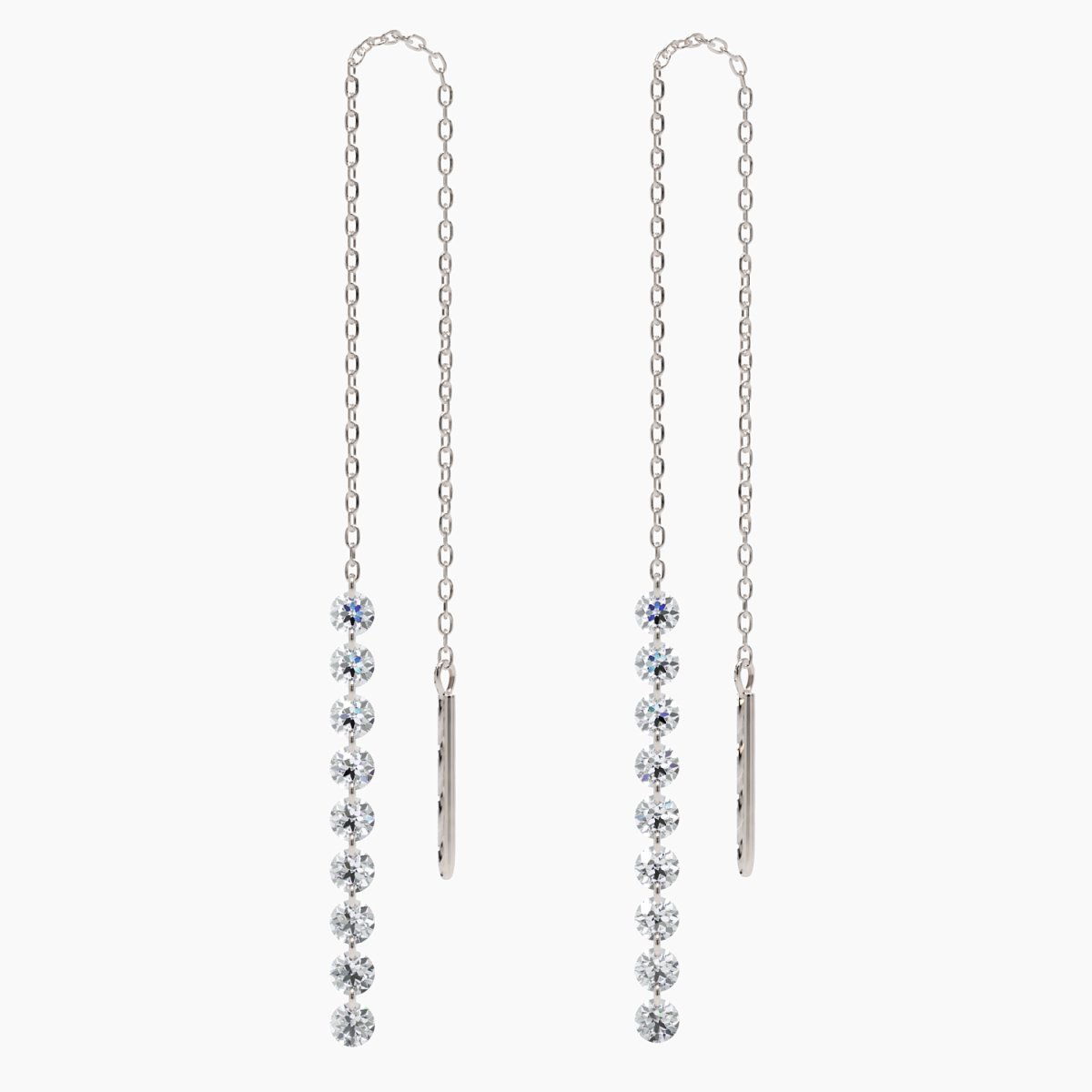 Nude Diamond Threader Earrings in White Gold - Narcissus