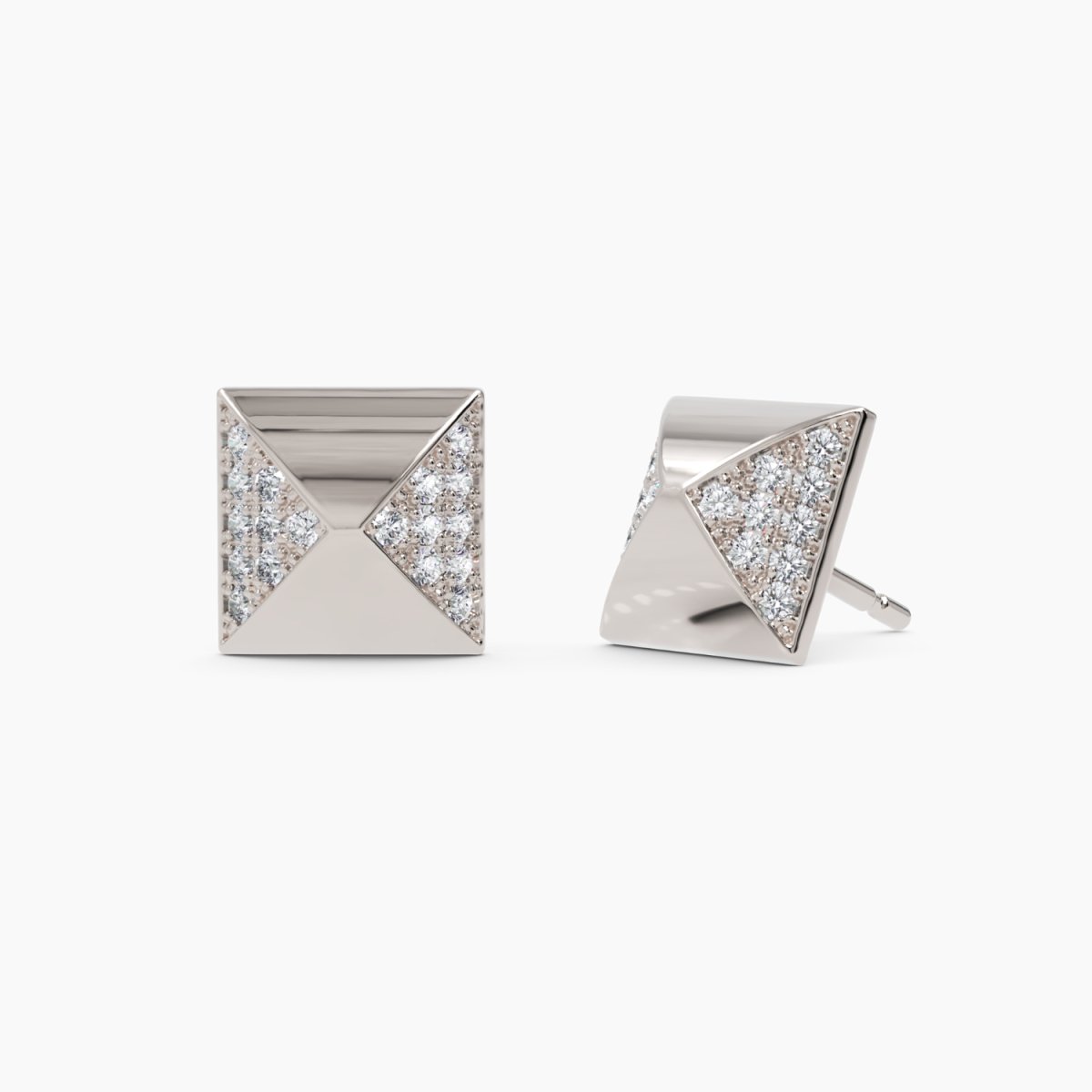 Pyramid Diamond Stud Earrings - Narcissus