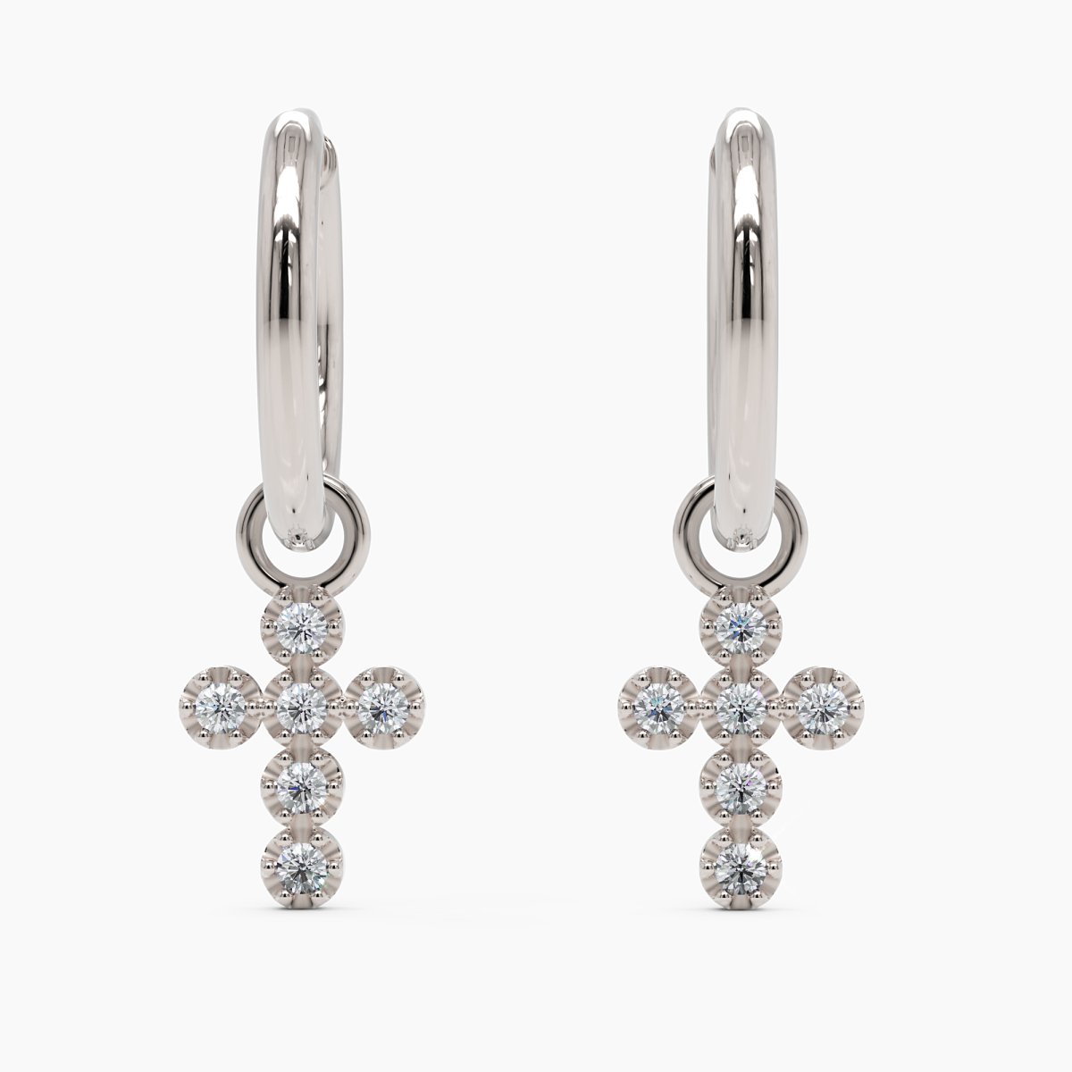 Diamond Cross Hoop Earrings - Narcissus