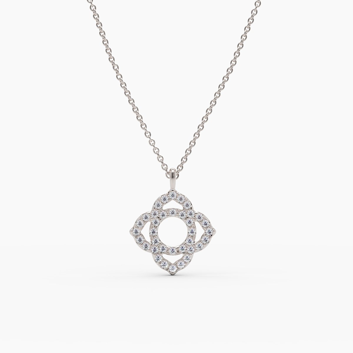 Diamond Clover Pendant Necklace - Narcissus