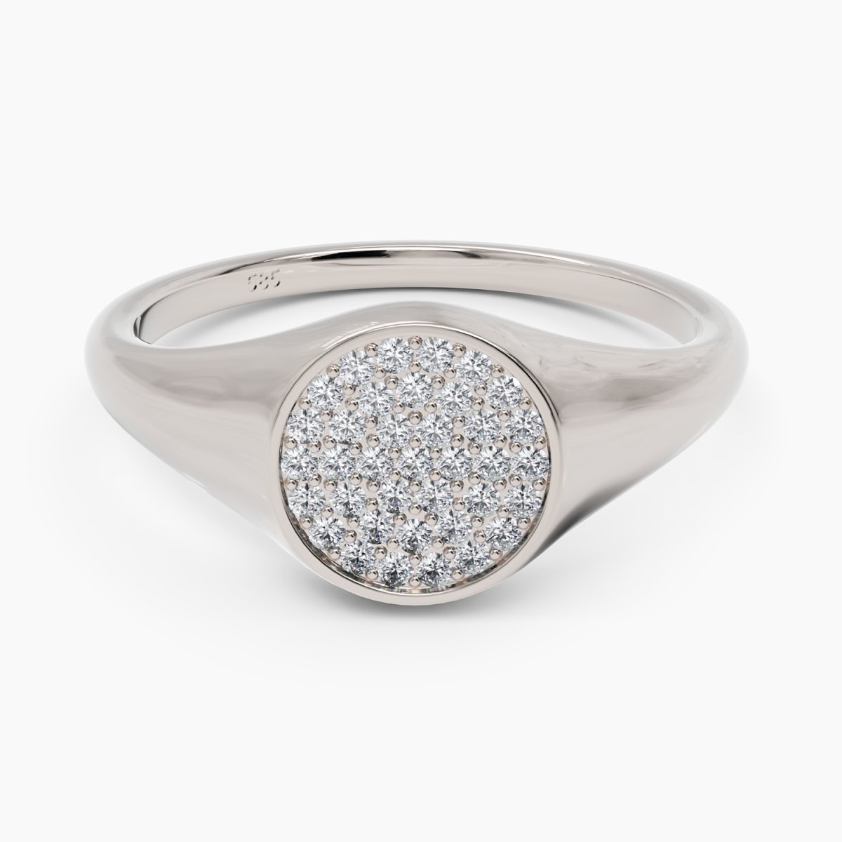 Circle Pavé Signet Ring - Narcissus