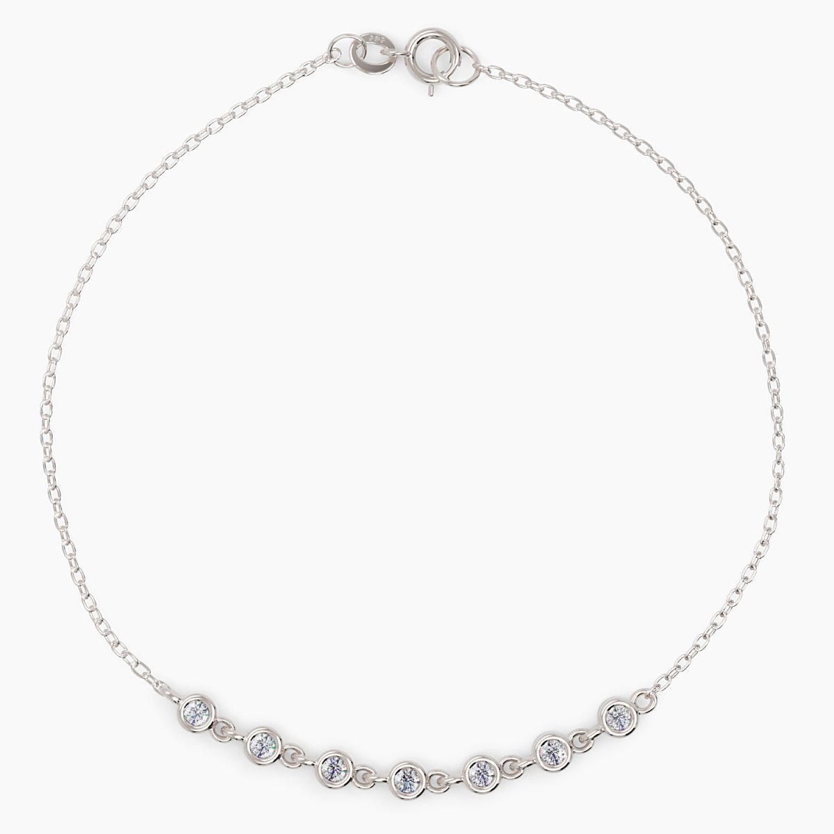 Bezel Set Tennis Diamond Bracelet in White Gold - Narcissus