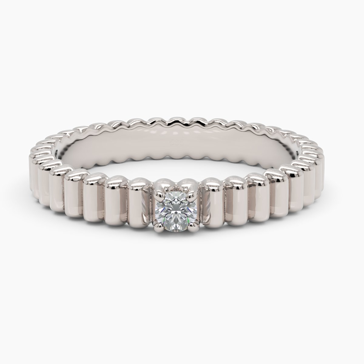 Ribbed Solitaire Diamond Ring - Narcissus