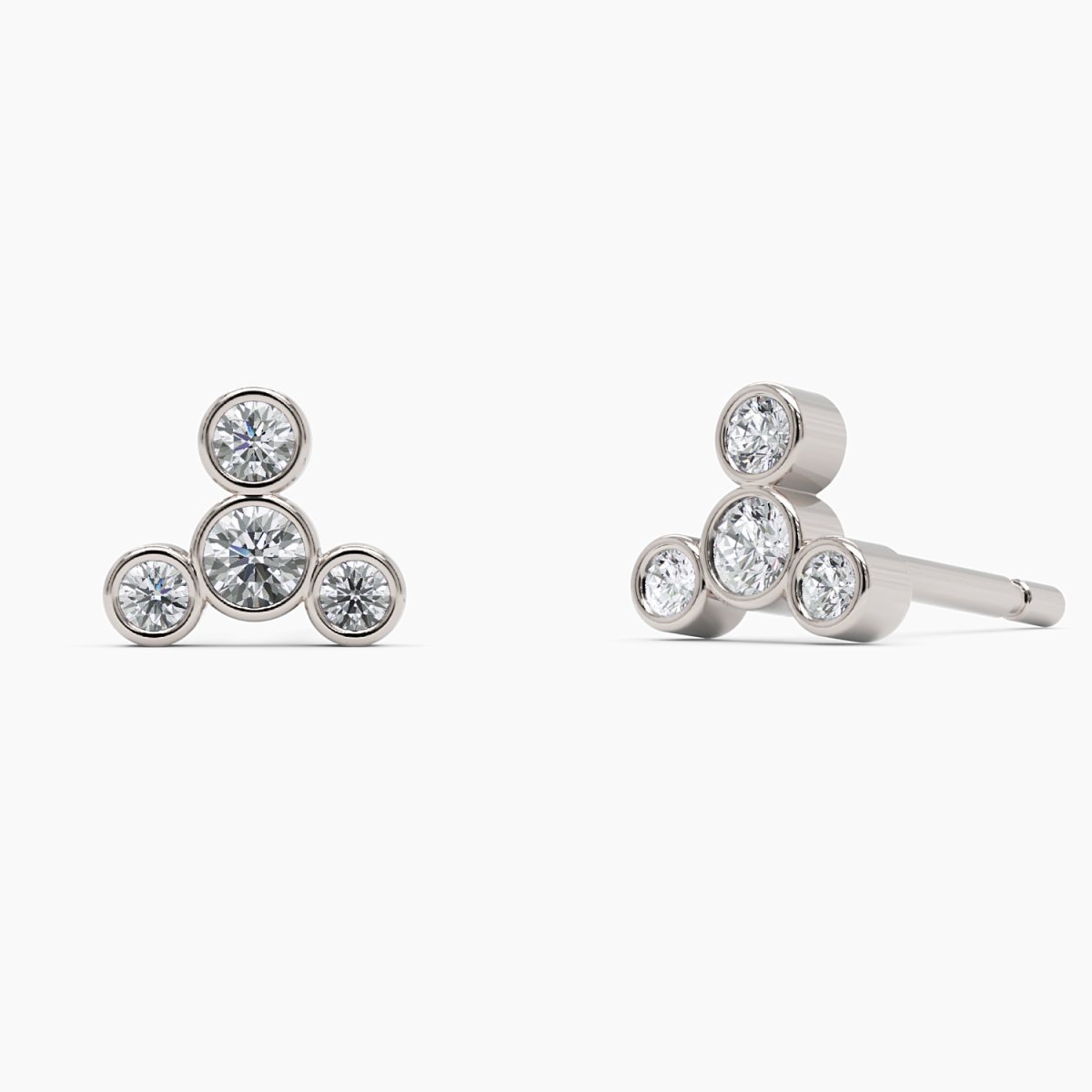 Four Diamond Stud Earrings in White Gold - Narcissus