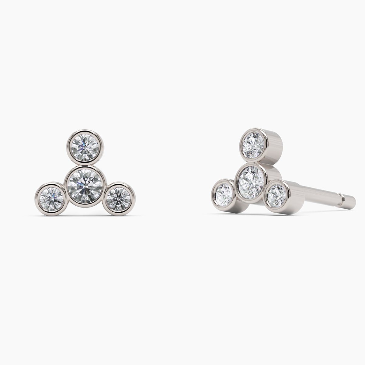 Four Diamond Stud Earrings - Narcissus