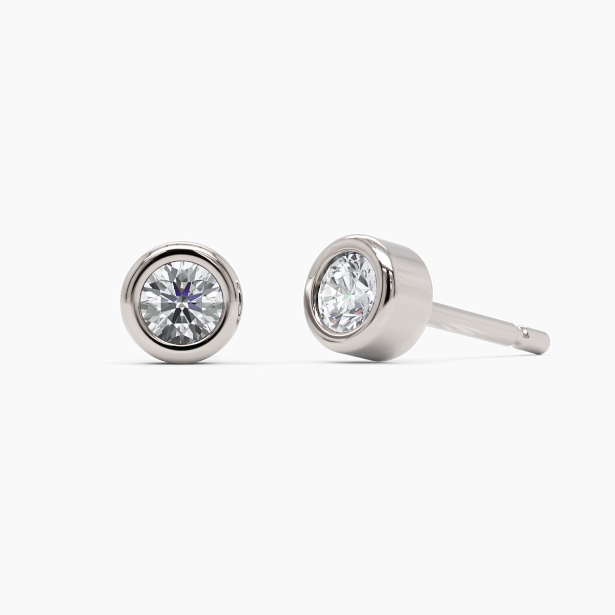 Diamond Bezel Studs in White Gold - Narcissus