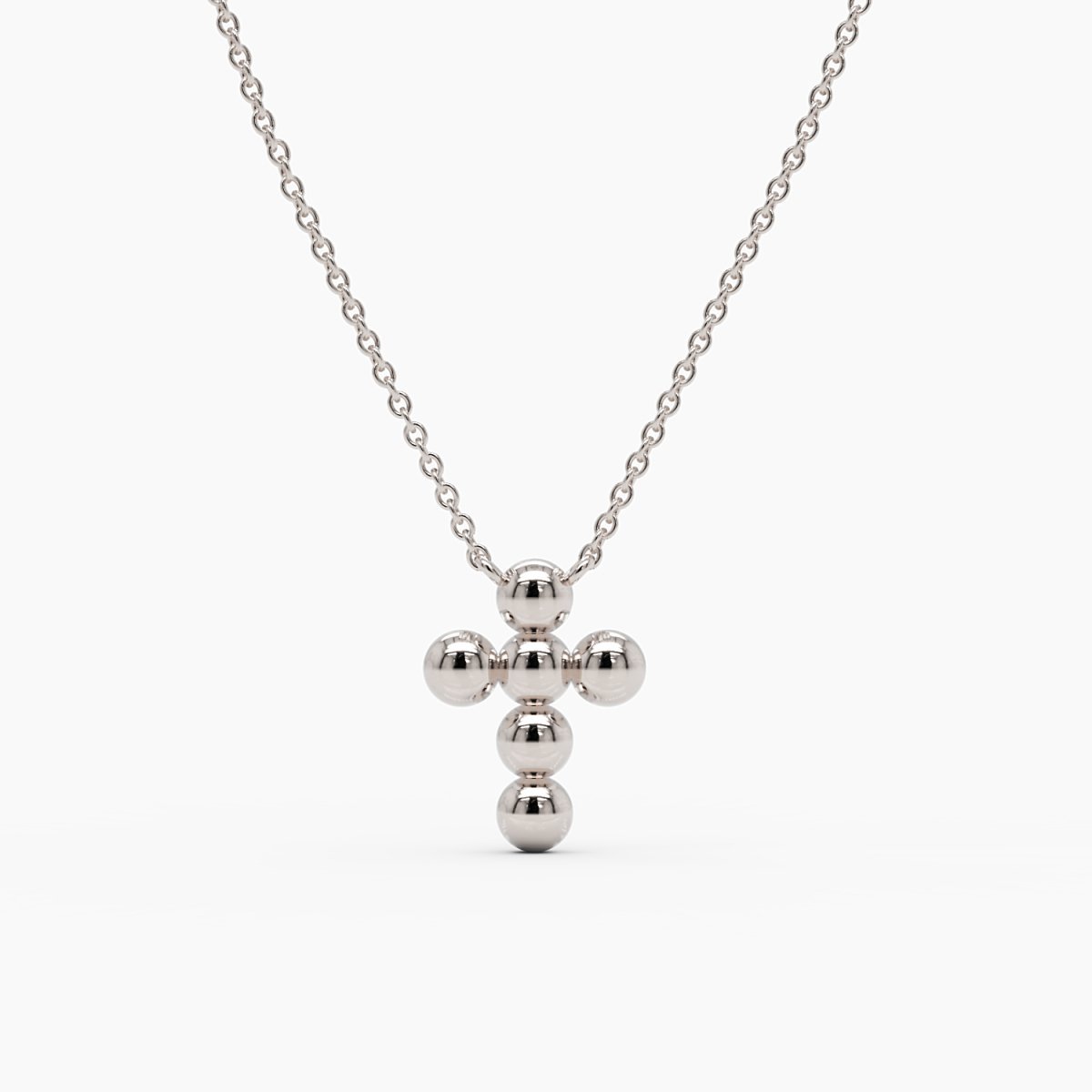 Bubble Cross Necklace in White Gold - Narcissus