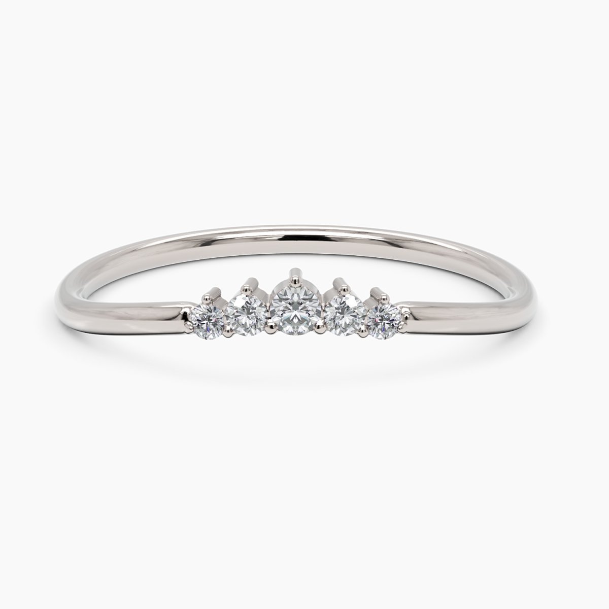 Curved Diamond Wedding Band in White Gold - Narcissus