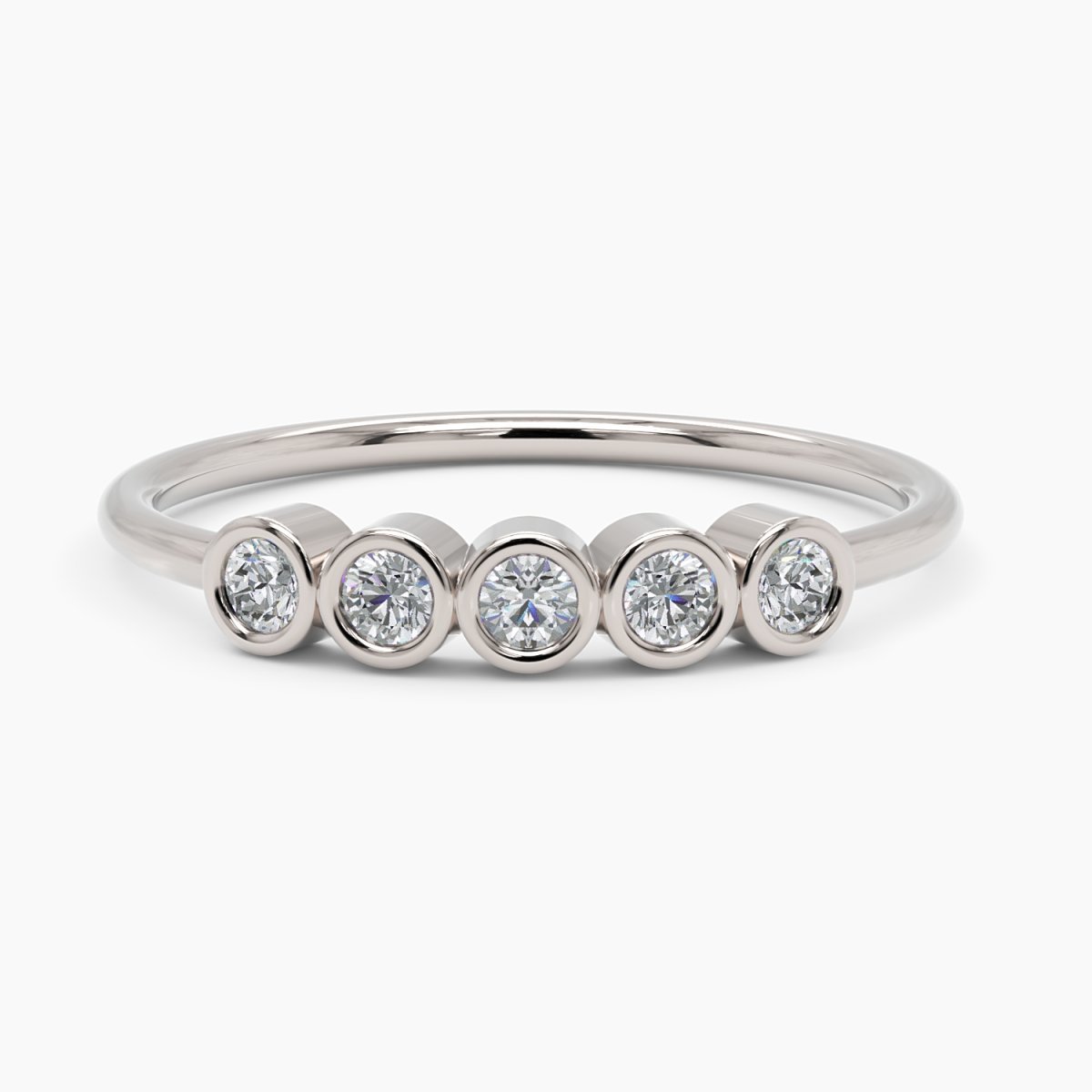 Multi Diamond Bezel Ring in White Gold - Narcissus