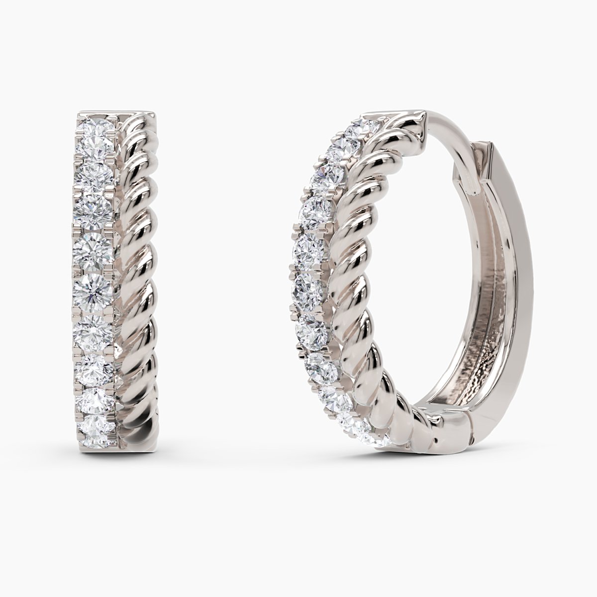 Rope Diamond Hoop Earrings - Narcissus