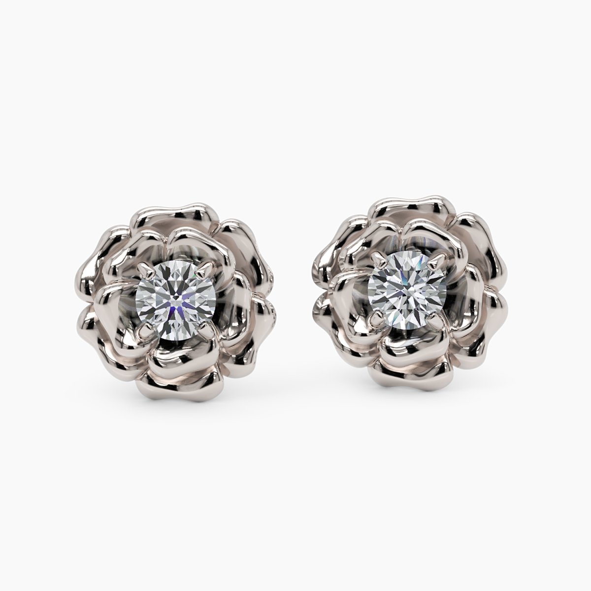 Rose Stud Diamond Earrings - Narcissus