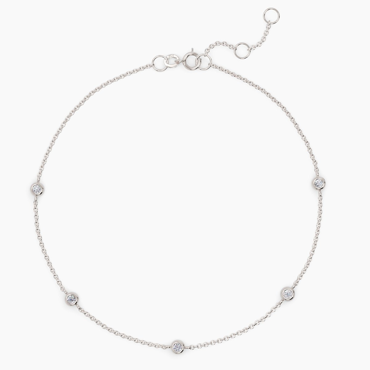 Two - Sided Bezel Diamond Station Bracelet in White Gold - Narcissus