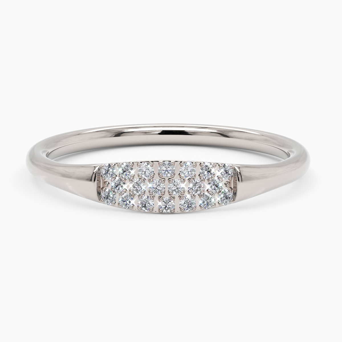 Diamond Pavé Signet Band White Gold