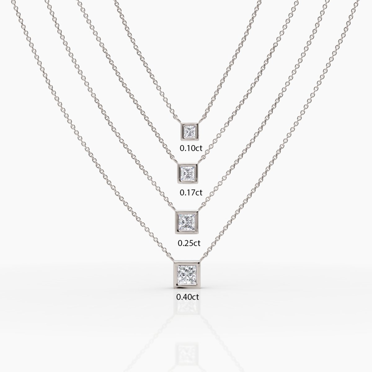 Princess Cut Bezel Diamond Necklace - Narcissus