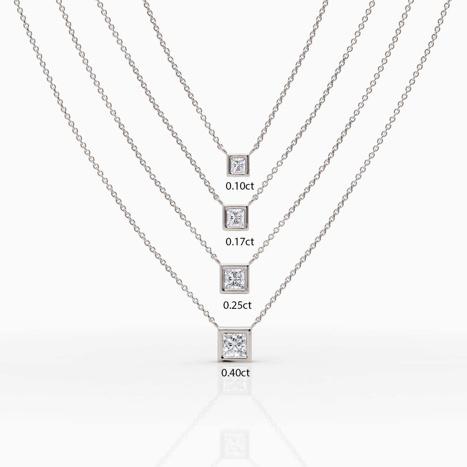 Princess Cut Bezel Diamond Necklace