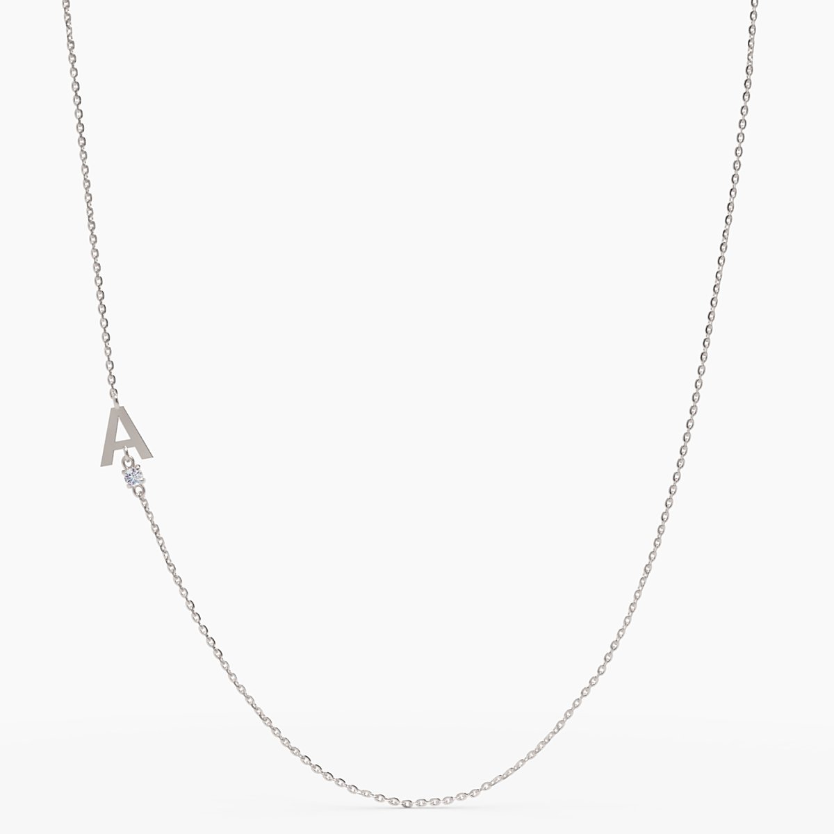 Sideways Initial A Necklace with Diamond - Narcissus