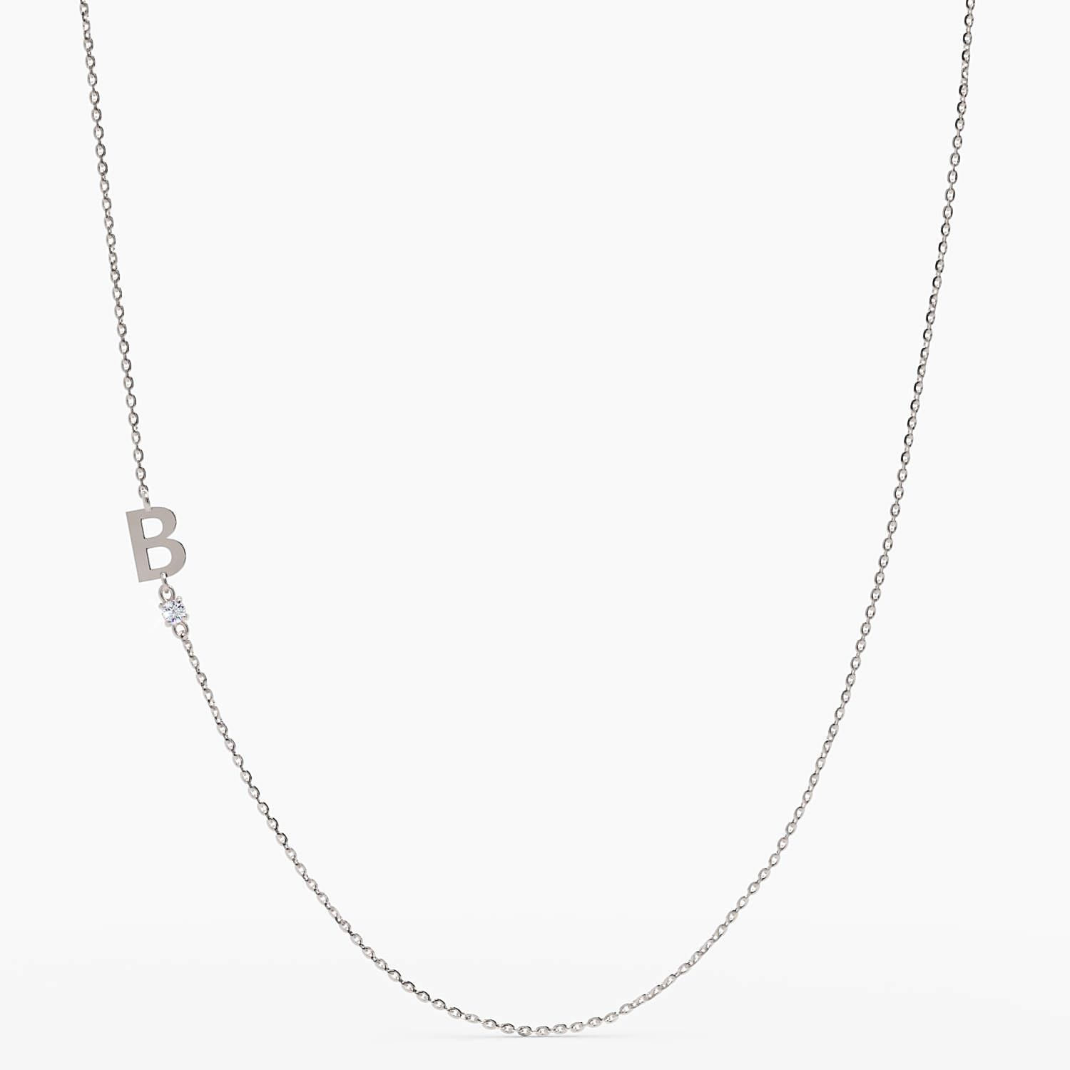 Sideways Initial B Necklace with Diamond