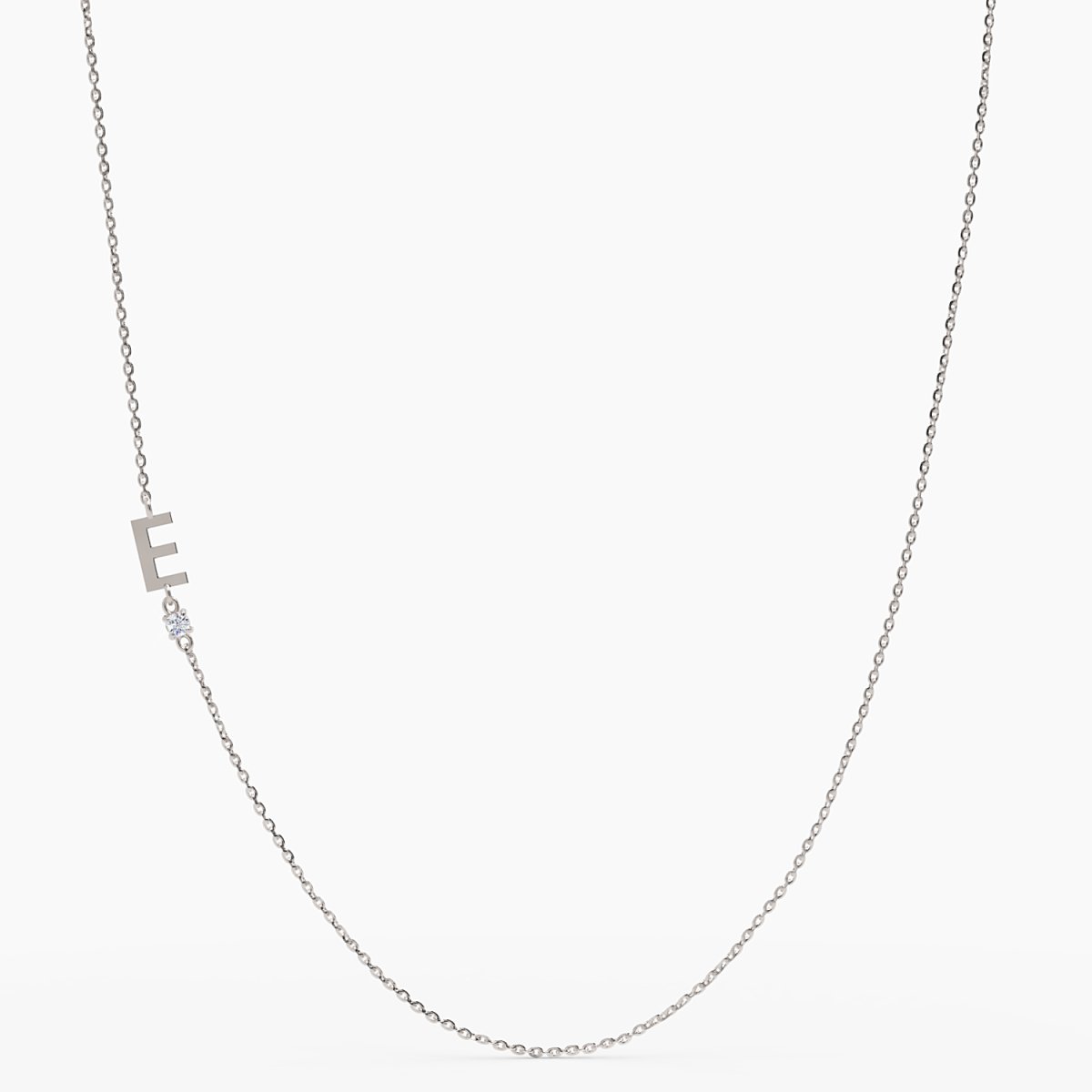 Sideways Initial E Necklace with Diamond - Narcissus