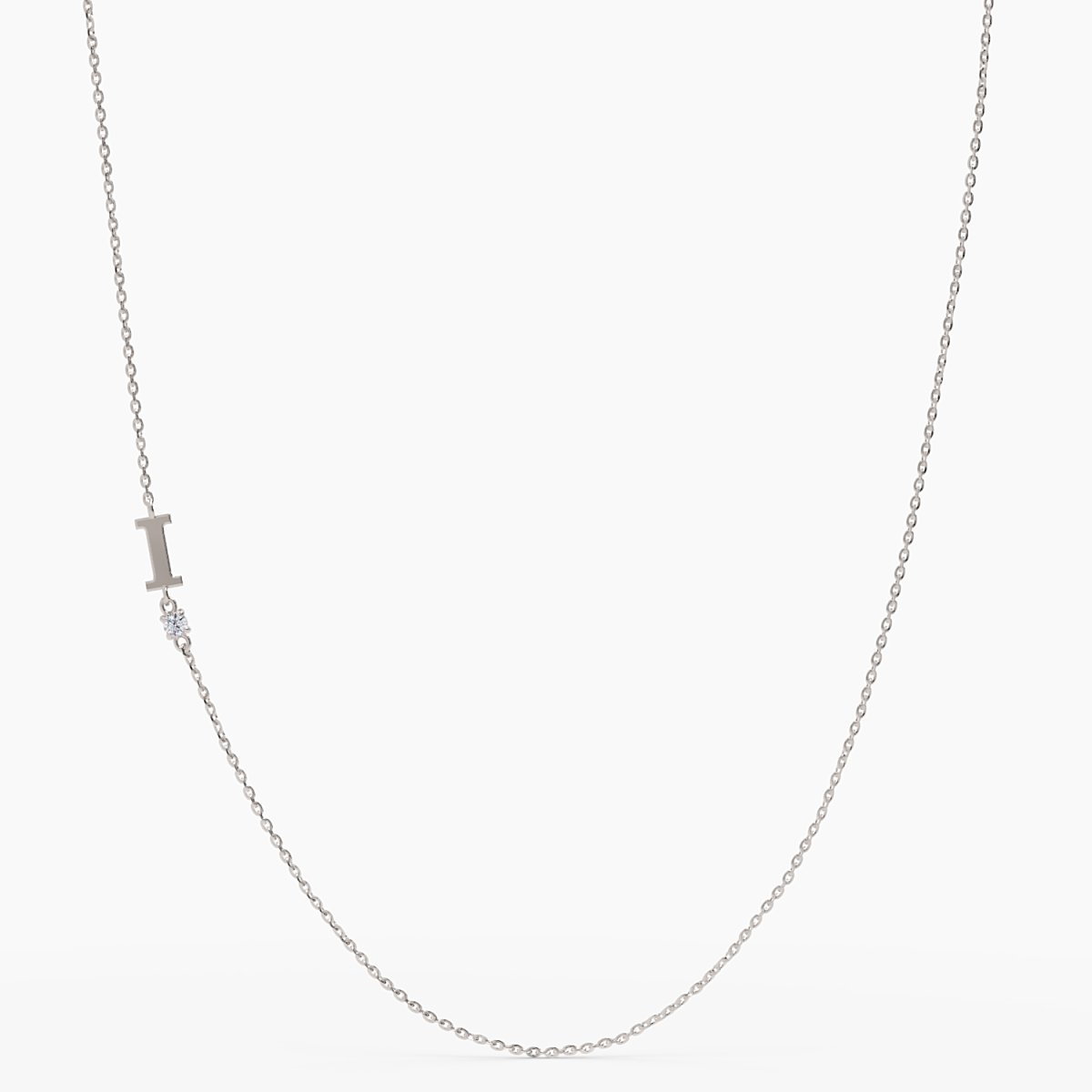 Sideways Initial I Necklace with Diamond - Narcissus