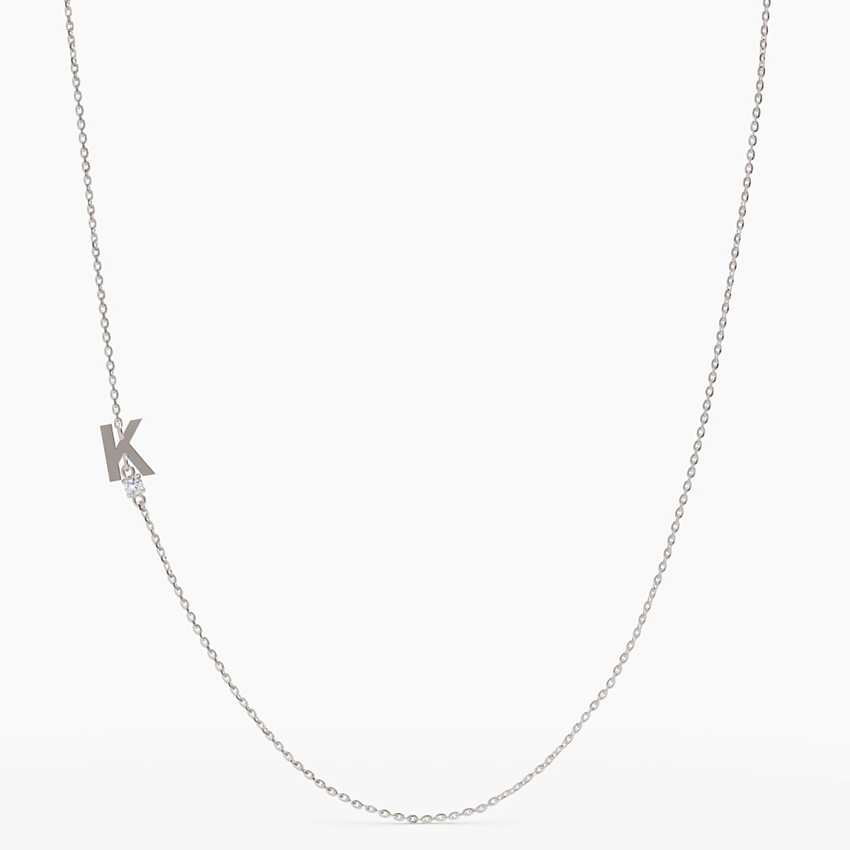 Sideways Initial K Necklace with Diamond - Narcissus