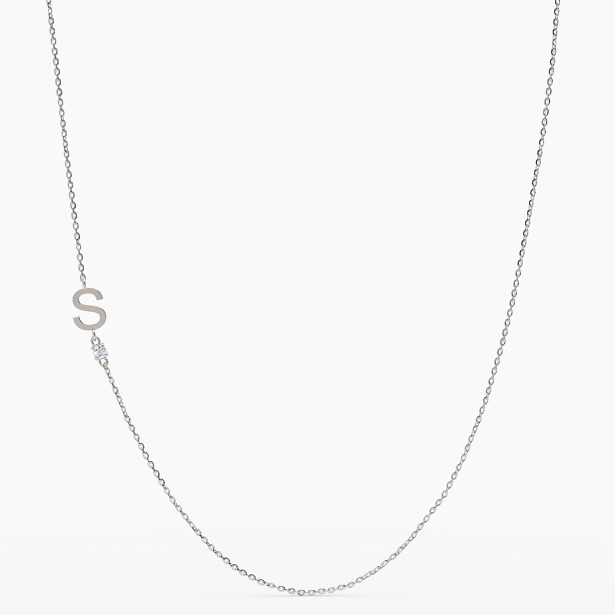 Sideways Initial S Necklace with Diamond - Narcissus