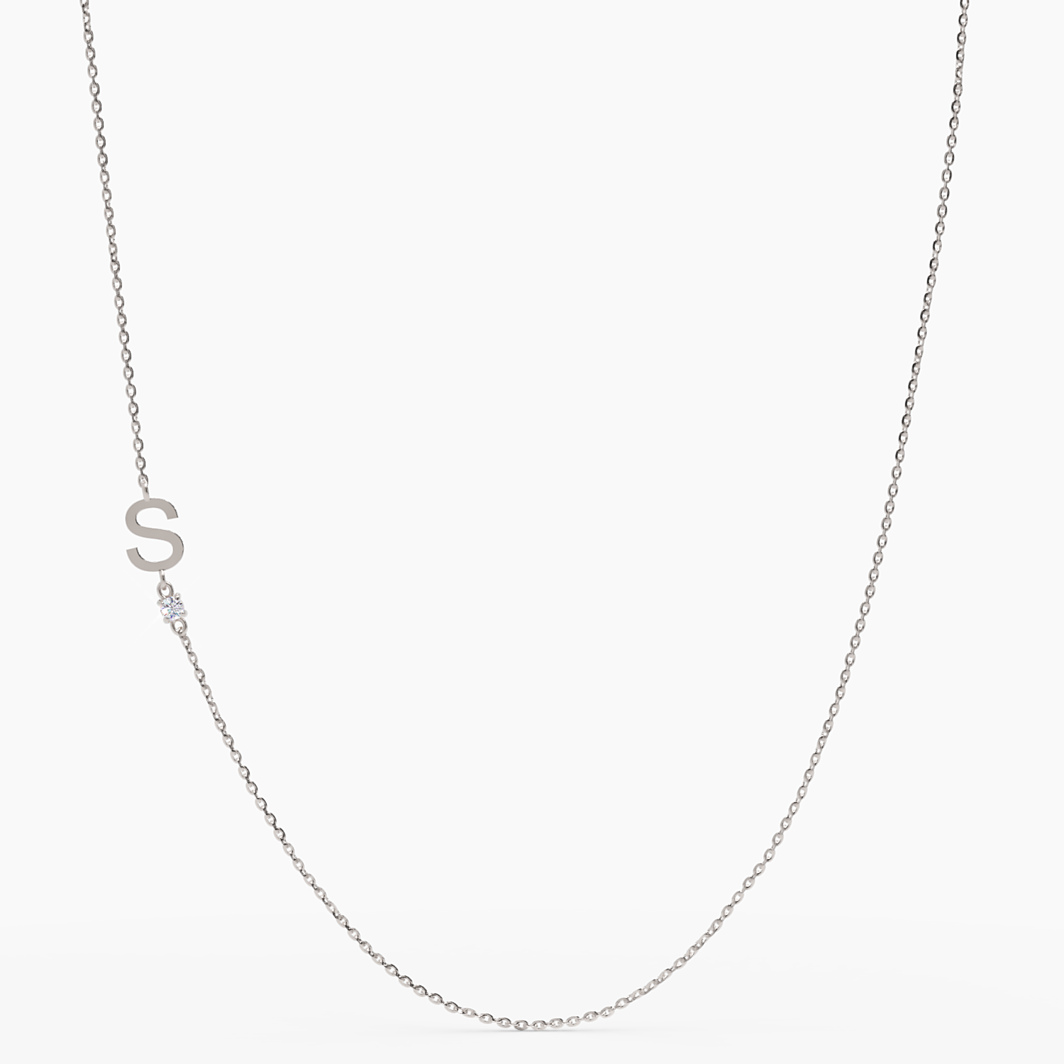 Sideways Initial S Necklace with Diamond