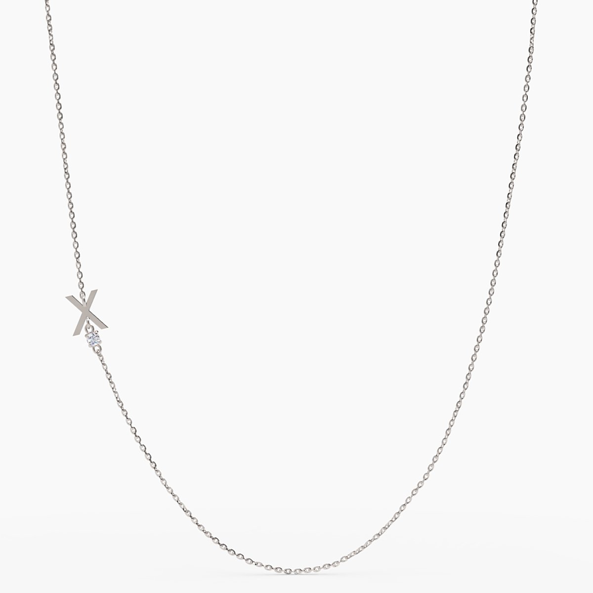 Sideways Initial X Necklace with Diamond - Narcissus