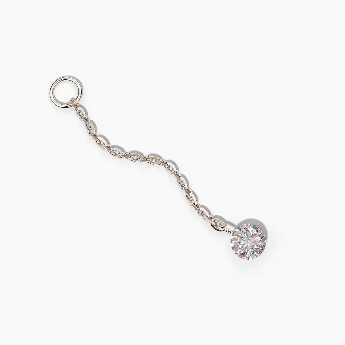 Earring Chain Charm with Diamond in White Gold - Narcissus