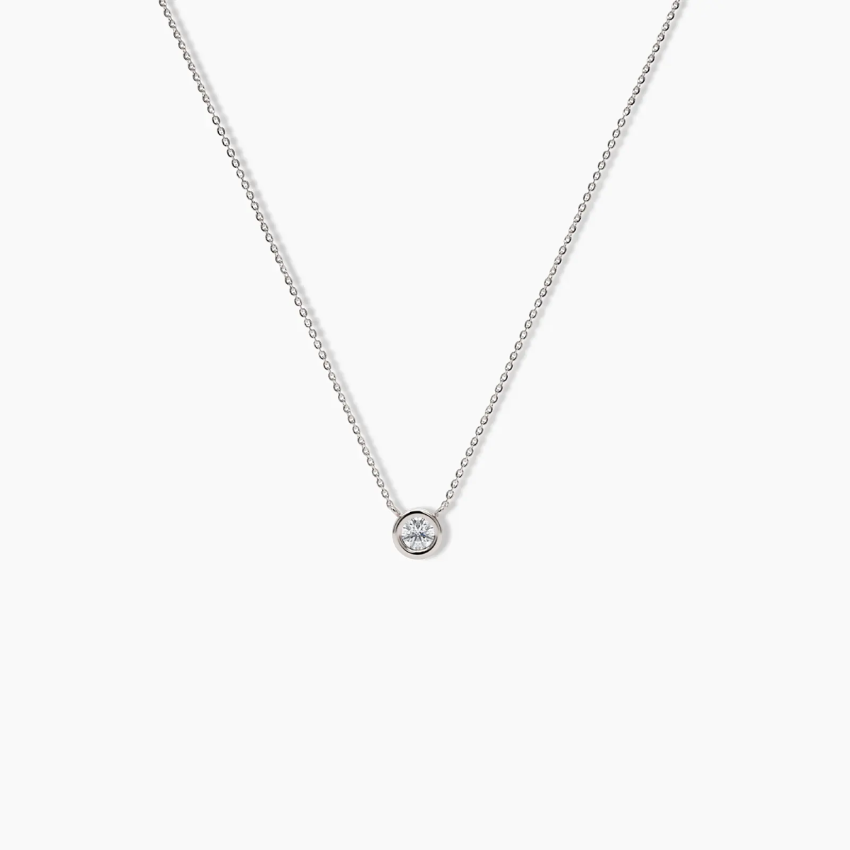 Diamond Bezel Necklace in Rose Gold - Narcissus