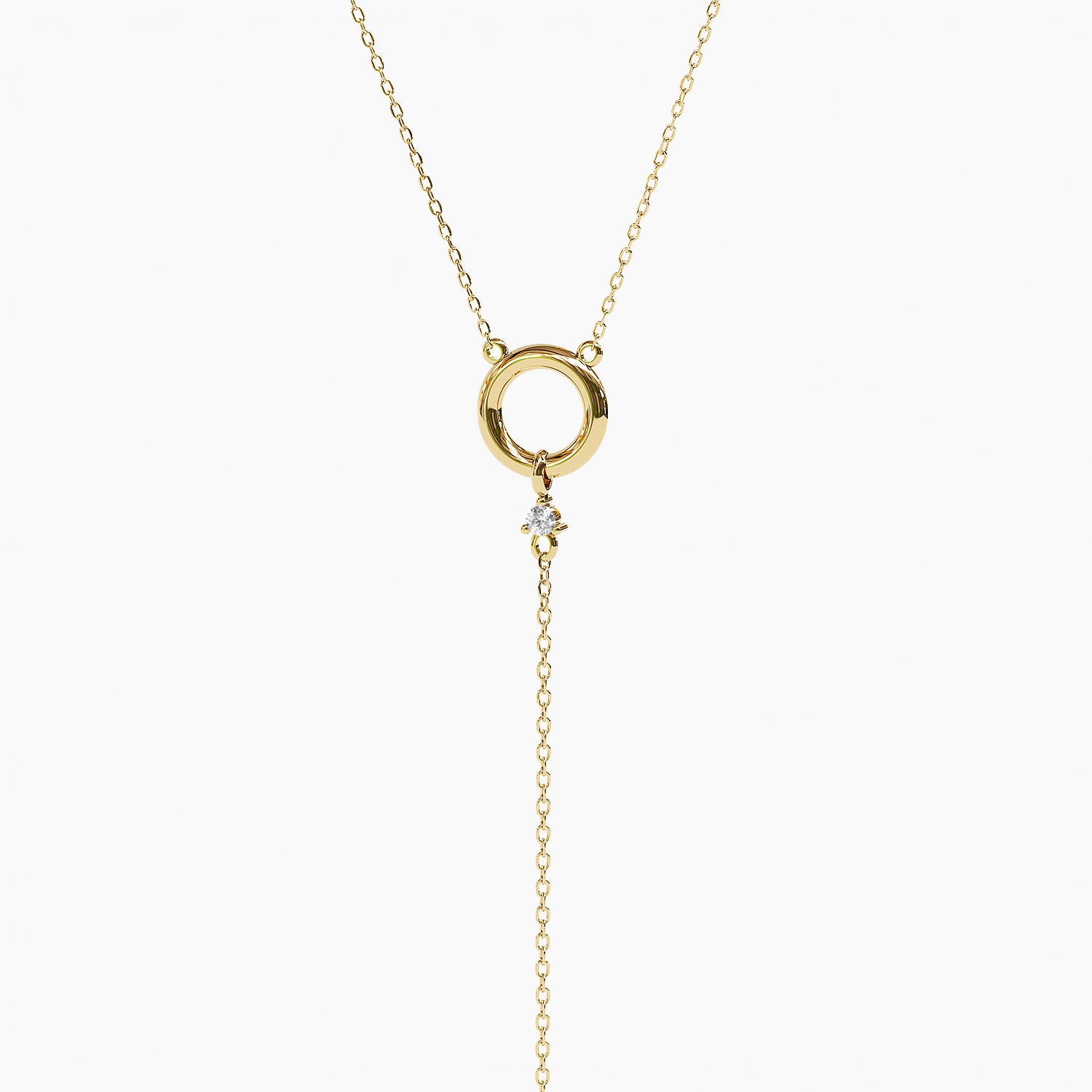 Circle Lariat Y Necklace with Diamonds