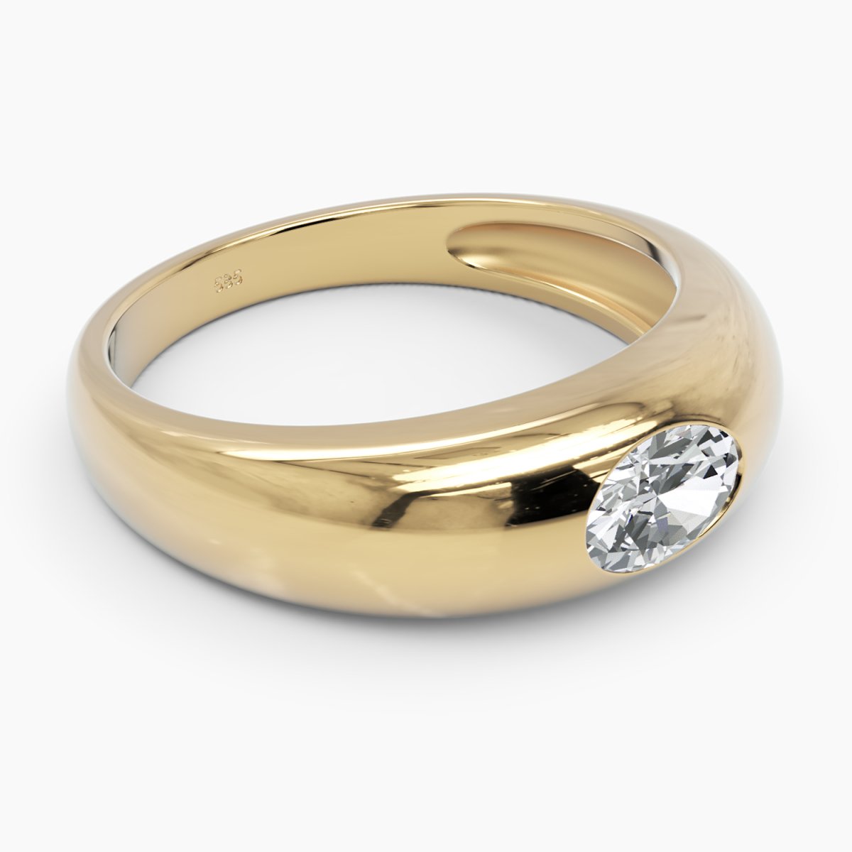 Oval Diamond Dome Band Ring - Narcissus